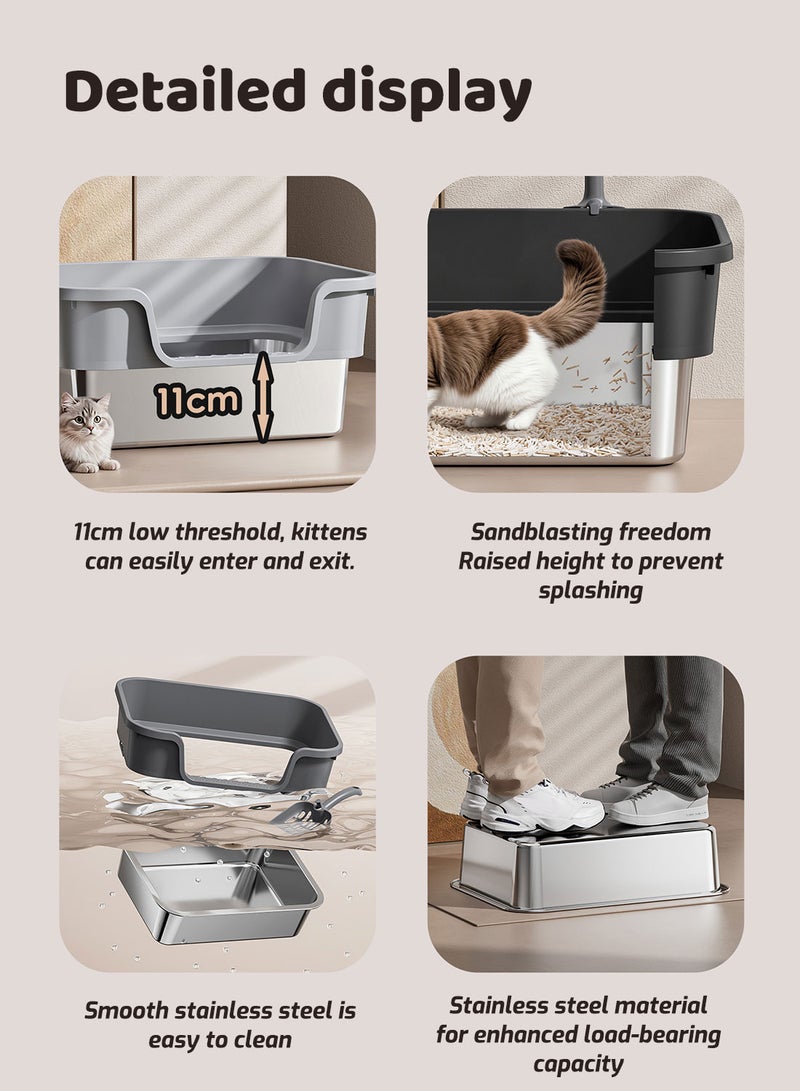 Kidle Cat Litter Box Metal Litter Pan Tray with High Wall Sides Non-Sticky Odorless - Image 5